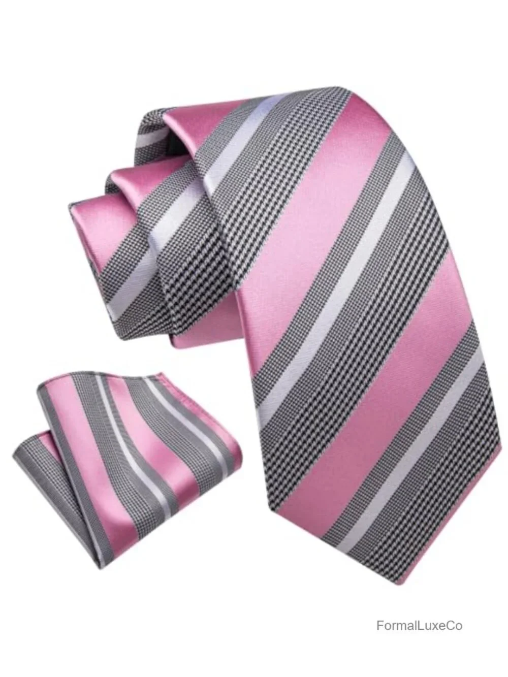 Silk Blend Striped Men's Tie with Pocket Square Gift Set